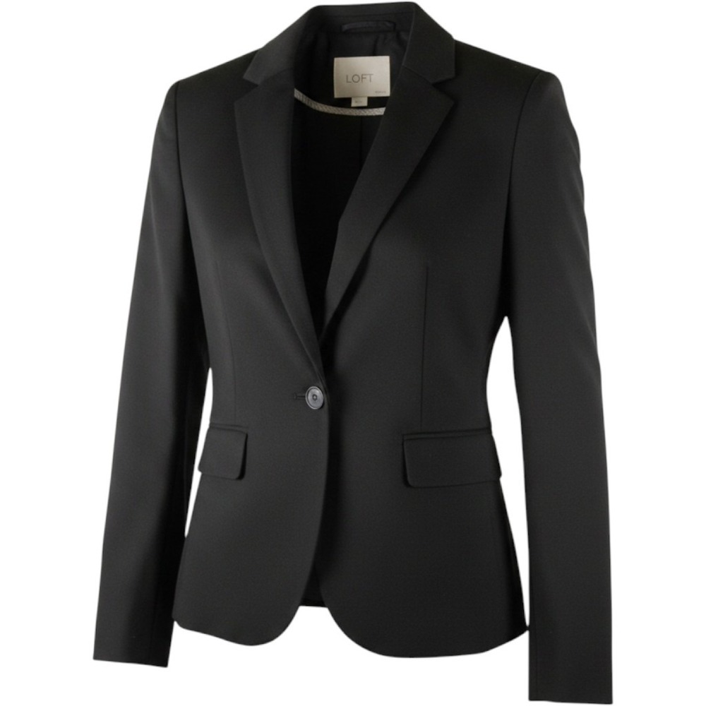 Ann Taylor LOFT Black One Button Blazer Jacket Petite 00P Professional Office